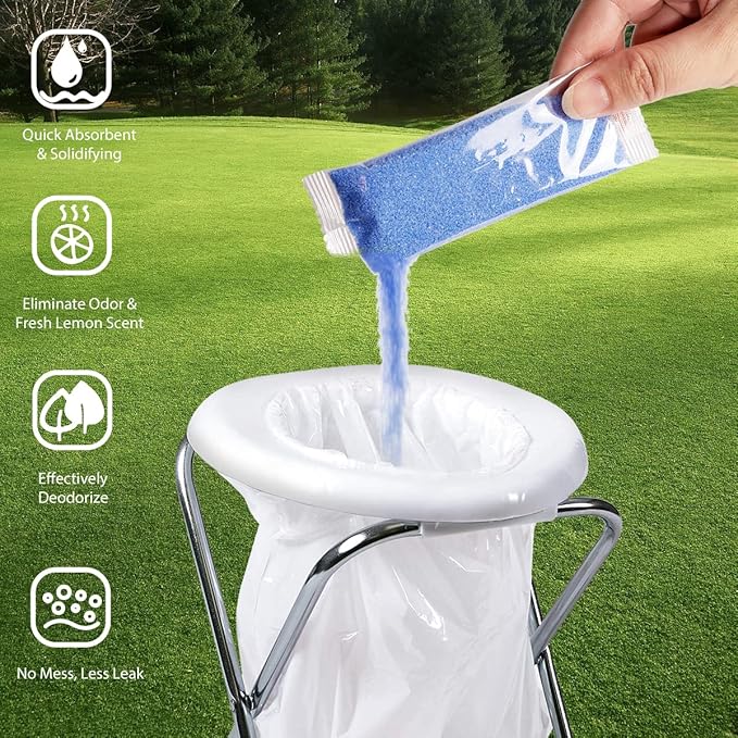 Wenge Portable Toilet Powder,Potty Chemicals- Lemon scent, Pee Powder for Portable Toilet, Camping Toilet Chemicals, Eco Absorbent Gel Liquid Waste(12 Pack)