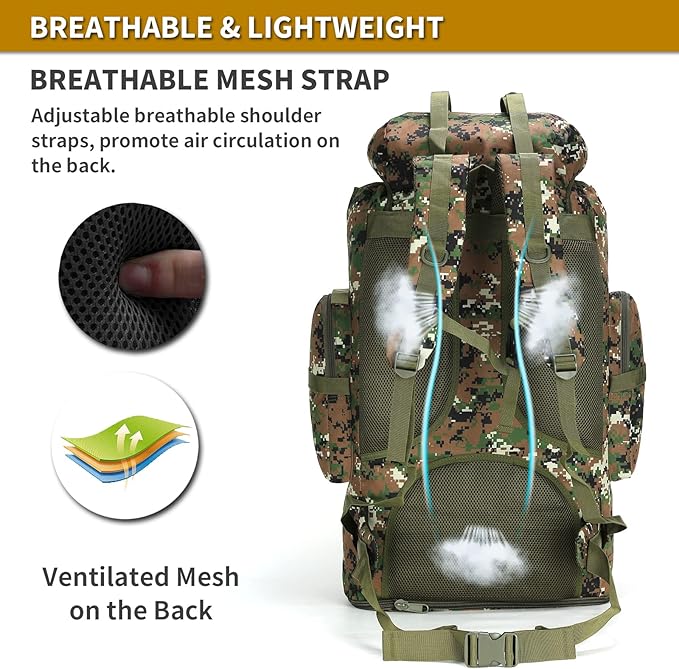 Hiking Daypack for Men Large Army Rucksack molle bag Military Tactical Backpack for Outdoor Traveling Camping