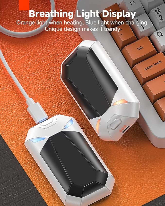 2-Pack Rechargeable Hand Warmers - Ultra Light & Thin 8000mAh Electric Hand Warmer, Pocket-Sized, Up to 20Hrs - Stocking Stuffers for Him/Her, Gifts for Men/Women, Camping Hunting Accessories Gear