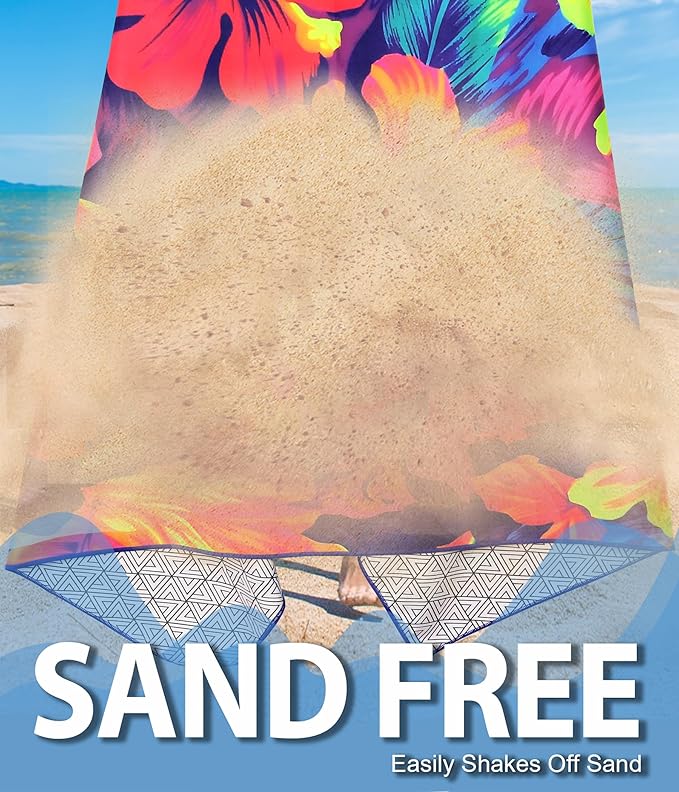 Microfiber Beach Towel – Quick Dry Lightweight Sand Free Oversized Large Towel Accessories Travel Must Swim Pool Yoga Camping Summer Cruise Ship Essentials Compact Sandproof Gift Bouquet(71" 32")