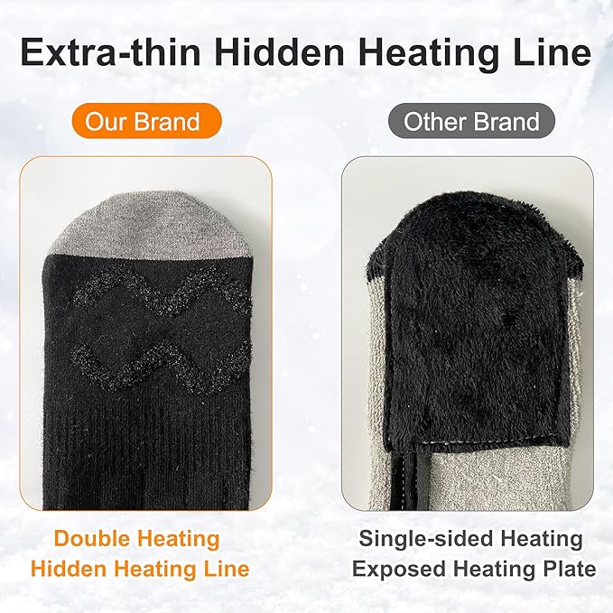 Electric Heated Socks, Upgraded Winter Rechargeable Washable Battery Heat Socks Men Women Thermal Warming Socks for Outdoor Hiking Camping Skiing Fishing Hunting Mountaineering