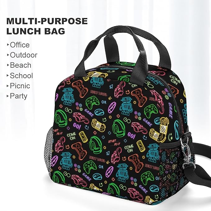 Lunch box Kids,Insulated Cat Lunch Bag Cute Small Pink Lunch Totebag Reusable Leakproof Corgi Lunch Bag With Shoulder Strap for Girls Boys Women School Work Picnic (robot)
