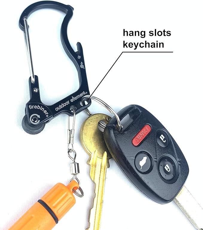 Firebiner 6-in-1 Fire-Starting Carabiner EDC Emergency Multitool -Keychain,Utility Blade,Bottle Opener,& More