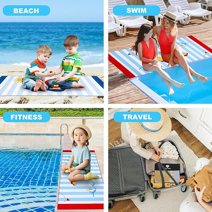 2 Pack Microfiber Beach Towel, Kids' Microfiber Pool Towel 58”x 28”, Sand-Free Beach Towel, Quick Drying Camping Towel, Super Absorbent Bath Towel Blanket, Soft Breathable and Lightweight