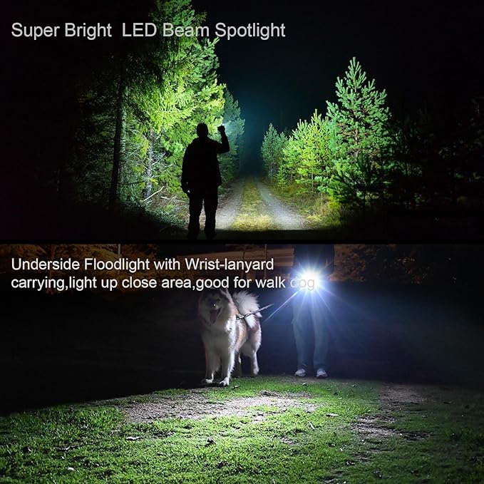 RM-F3 EDC Flashlight High Lumens, IP68 Waterproof Flash Light, Rechargeable Flashlights for Home, Outdoor, Exploration, Hiking, Camping, Rescue, Hunting, Cycling, Hurricane Emergency