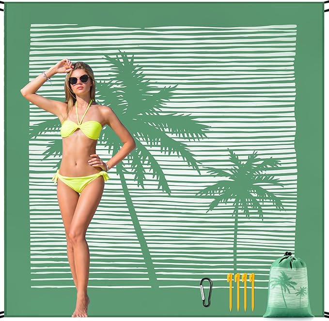 Beach Blanket Waterproof Sandproof Beach Mat 79βx 83β for 1-4 Adults Quick Drying Durable Outdoor Picnic Mat for Beach Festival Travel Camping Hiking (COCOTREE, 79"Γ83"(4 Person))
