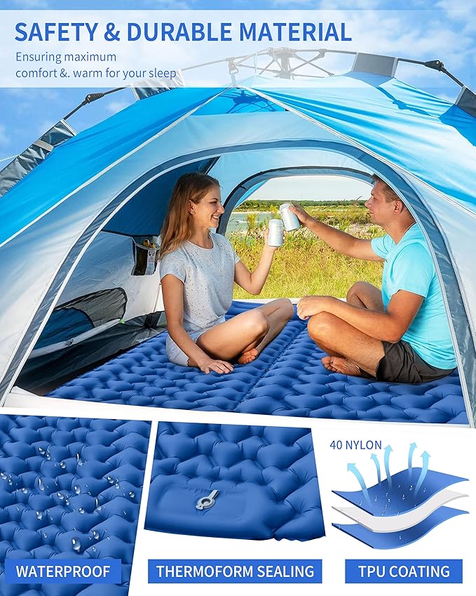 Sleeping Pad for Camping 78''X28'', Camping Sleeping Pad with Pillow Built-in Pump, Camping Air Mattress for Backpacking, Traveling Navy Blue