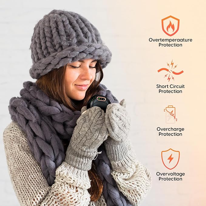 DOLVANA Hand Warmers Rechargeable – 1-Pair Electric Hand Warmer with 3 Temperature Settings, Digital Display – Compact and Portable Hand Warmer Hand and Foot Warmers for Hunting, Fishing, Camping