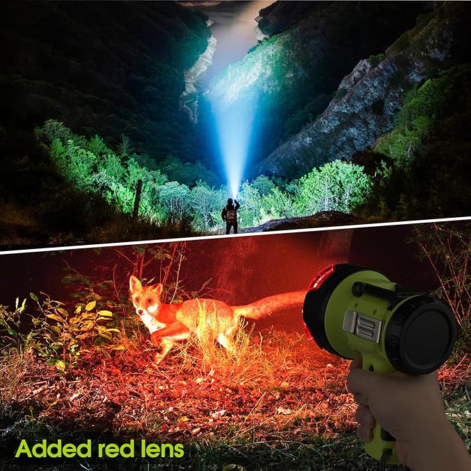 Rechargeable Spotlight Flashlight with 1000,000 High Lumen LED, Waterproof Handheld Bright Outdoor Spot Light Searchlight for Boating, Camping