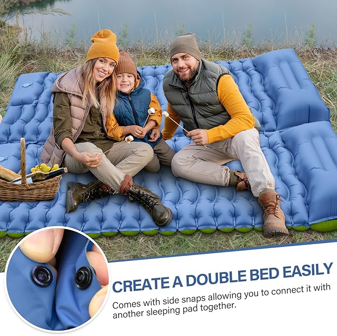 Camping Sleeping Pad, Ultralight Inflatable Sleeping Mat with Built-in Foot Pump & Pillow, Compact Camping Air Mattress for Camping, Backpacking, Hiking, Tent
