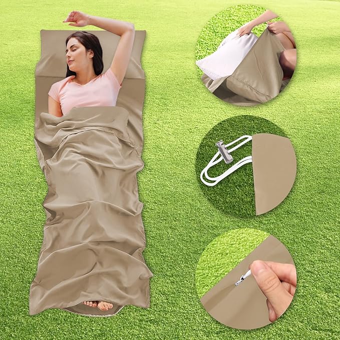 Sheet Sleeping Bag, Lightweight Travel Sheet 210 x 115 cm, Sheet Sleeping Bag with Zipper, Sleeping Bag Liner Polyester for Backpacking Hotel& Hiking