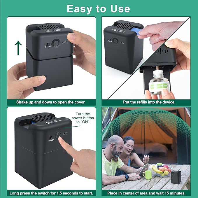 Mosquito Repellent Outdoor Patio, Rechargeable Mosquito Repeller Indoor with 20' Mosquito Protection Zone, for Camping
