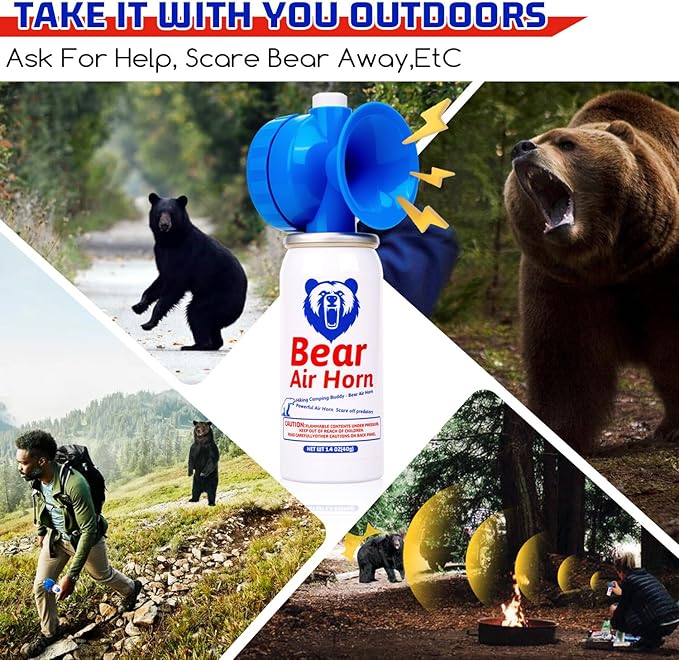 1.4oz Bear Horn,Self Defense, 123dB Loud Air Horn, Audible up to 1/2 Mile, Safety Air Horn for Wild Animals, Bear Alarm for Hiking and Outdoor Protection