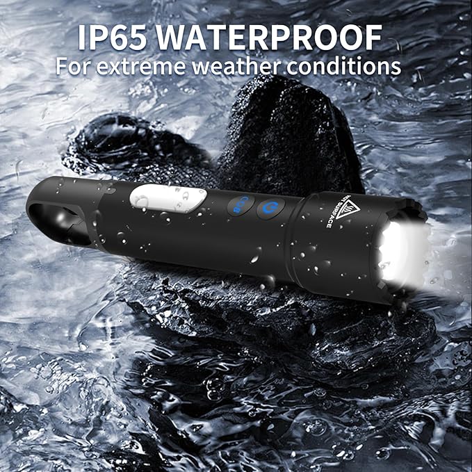 Rechargeable Flashlight, LED Flashlights High Lumens, 10 Modes with COB Sidelight, Zoomable Small Tactical Waterproof Flash Light for Emergency Home Camping, Gifts for Men Women Adults