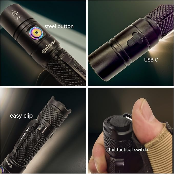 Rechargeable LED Flashlight Bright Pocket Flashlight 1500LM Handheld Flashlight Waterproof for Everyday Carry Indoor/Outdoor Hiking,Camping,Security,Emergency...(UT20)