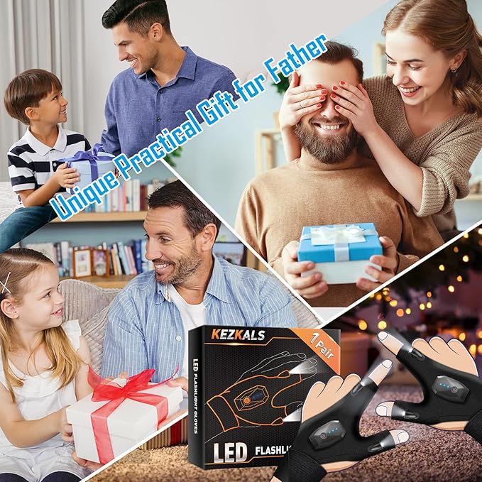 KEZKALS Fathers Day Dad Gifts from Daughter Son, Gifts for Men, LED Rechargeable Flashlight, Gifts for Dad, Him, Husband, Grandpa, Fishing Gifts for Men, Birthday Gifts for Men Who Have Everything