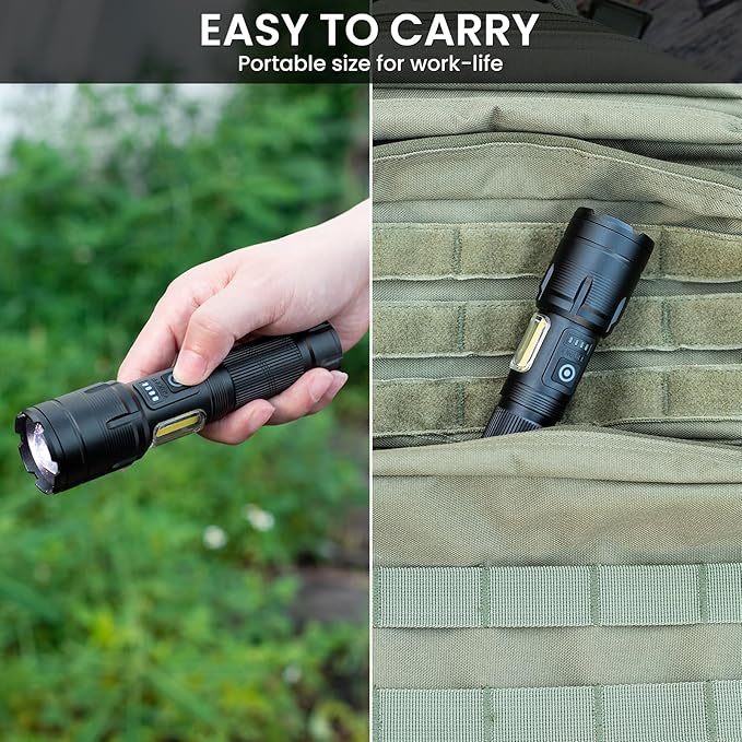 Rechargeable Flashlight 990000 High Lumens, Super Bright LED Flashlight with 7 Modes, Waterproof Powerful Flash Light for Camping, Home, Emerge∩cies (Black)