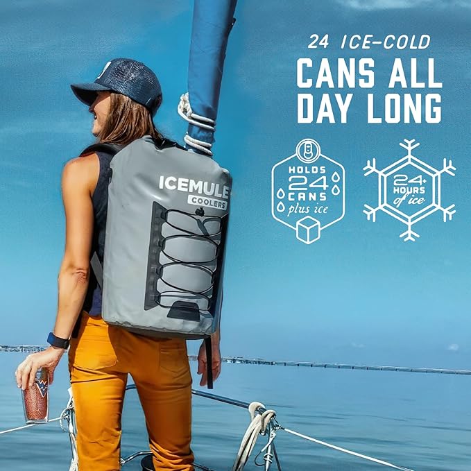 ICEMULE Pro Collapsible Backpack Cooler – Hands Free, 100% Waterproof, 24+ Hours Cooling, Soft Sided Cooler