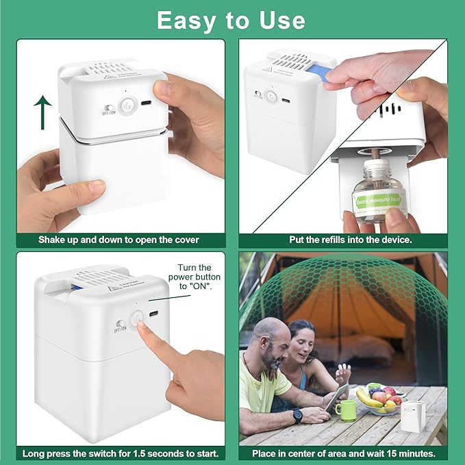 Mosquito Repellent Outdoor Patio, Rechargeable Indoor Mosquito Repeller with 20' Mosquito Protection Zone, For Camping