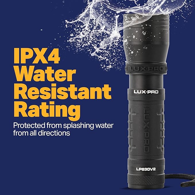 LUXPRO Zoom Focus CREE LED Flashlight High Lumen Tactical Handheld with TackGrip (LP1035V2)