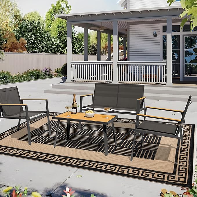 Outdoor Rug 9x12 ft Waterproof, Reversible Outdoor Plastic Straw Rug for Patios Clearance, Outdoor Area Rug Carpet RV Mat for Camping Backyard Deck Porch