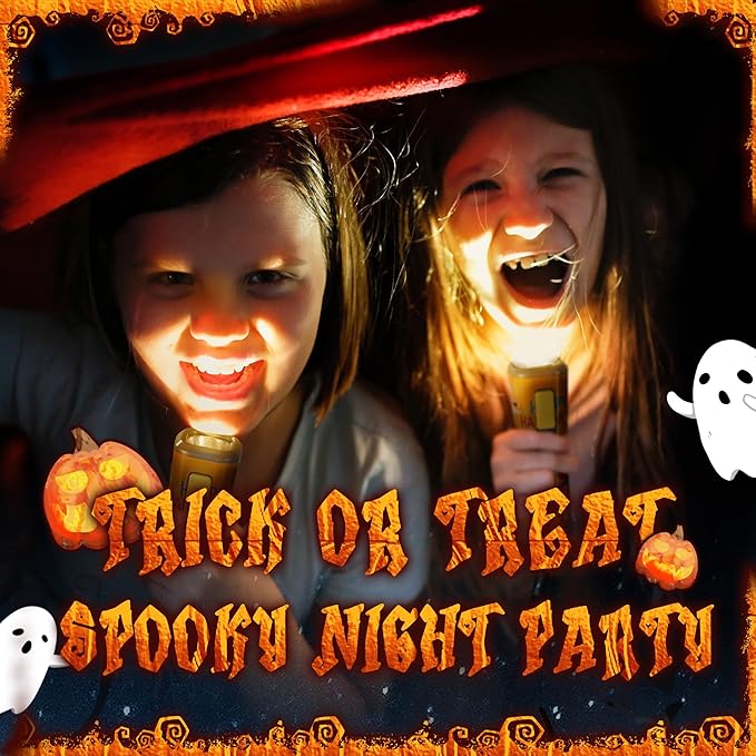 EverBrite Halloween Flashlights Halloween Gifts, Small LED Flash Light Handheld Torch with Lanyard 3AAA Battery Included, 1 Pack-Orange