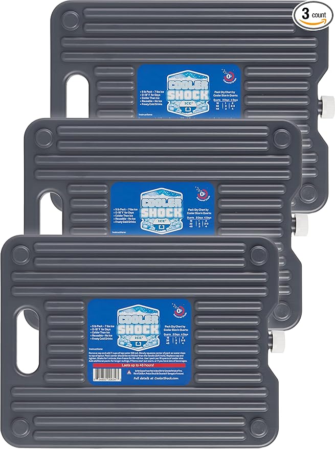 Cooler Shock Ice Packs - Reusable, Premium, Large Pack and Lunch Set for Long Term Use - Cools Faster Than Ice - Cooler Accessories