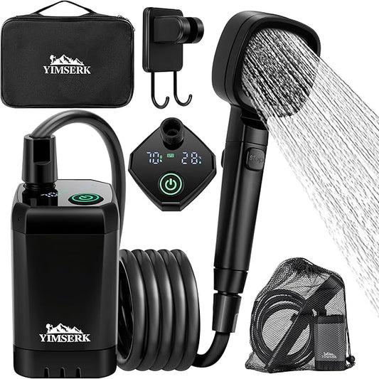 7800mAh Portable Shower for Camping, Rechargeable Electric Outdoor Shower Kit with Handbag, Filtered Shower Head, IPX7 Waterproof Shower Pump for Camp, Hiking, Car Washing, Pet Bath