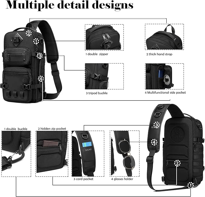 OZUKO Tactical Backpack Chest Sling Bags for Men, Waterproof Crossbody Shoulder Daypack for Outdoor Walking Hiking Trekking (Camo)