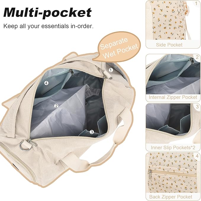 Duffle Bag for Gym Sports Women Girls Workout Travel Bag Weekender with Shoe Compartment and Wet Pocket