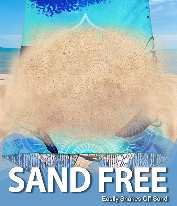 Microfiber Beach Towel – Quick Dry Lightweight Sand Free Oversized Large Towel Accessories Swim Pool Yoga Camping Summer Cruise Ship Essentials Compact Sandproof Gift (River Shell Sunset,71" 32")