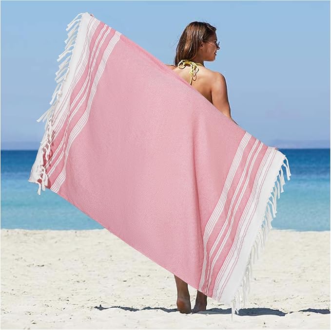Extra Large Turkish Beach Towel Boho Beach Throw Blanket Adult Women Summer Vacation Essentials Cruise Accessories Pool Gear Must Haves Swim Stuff Necessities Oversized Thin Sandrpoof Compact