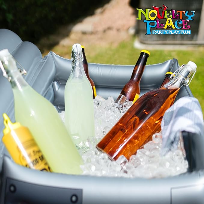 Novelty Place Inflatable Boombox Cooler - Large Capacity Ice Bucket Drink Cooler Blow Up Stereo Decoration for 80s 90s Themed Retro Party, Outdoor Gathering, Pool Celebration, and BBQ