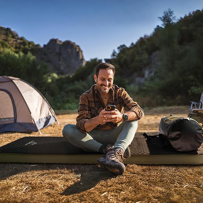 Self-Inflating Sleeping Pad – 4” Thick Memory Foam Camping Mattress with Waterproof Backpack – Portable Sleeping Mat for Backpacking, Tents, SUVs & Trucks