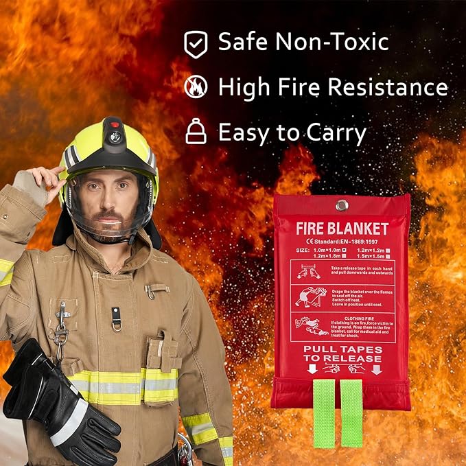 Fire Blankets Emergency for Home, Emergency Fire Blanket, 6 Pack Suppression Flame Retardent Safety Fire Blanket for Home, Kitchen, Fiberglass Fire Blanket