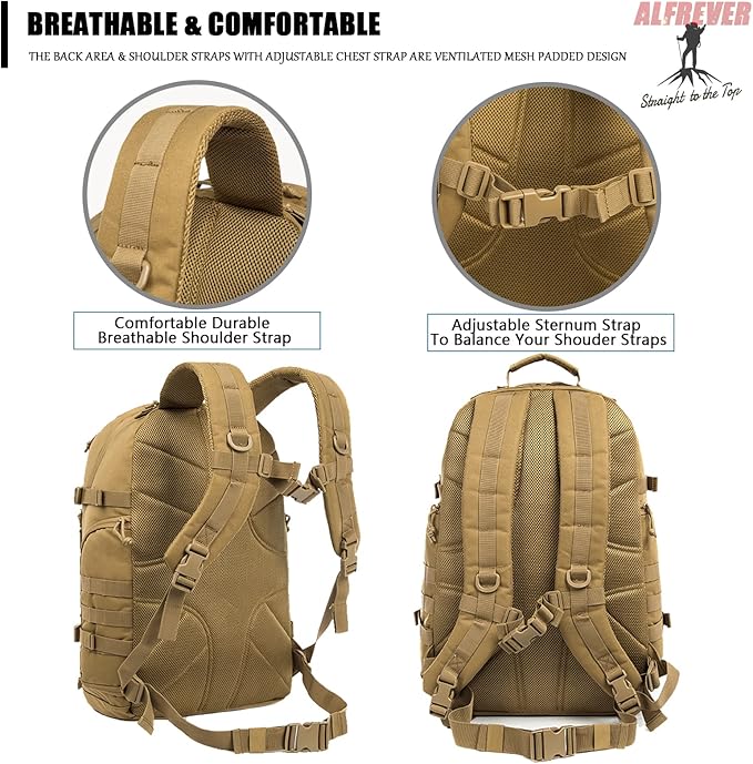 38L Military Tactical Backpack Men Assault Pack Bag|Army Backpacks|Large Camping Hiking Rucksack Daypack for Outdoor