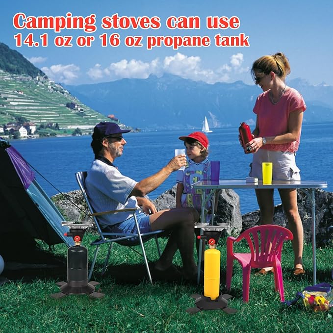 DOMINOX Portable Propane Camping Stove with Button Starter, 10,000 BTU Burner Propane Stove, Backpacking Stove with Precise Temperature Control for Camping & Hiking (Propane Tank Not Included)