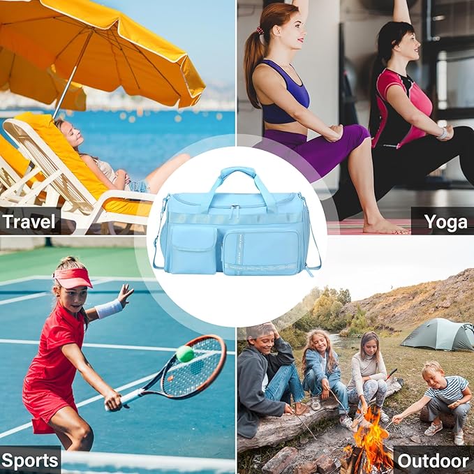 MAXTOP Gym Bag for Women Men Travel Duffle Bag Large Capacity Carry On Weekender Overnight Bag With Shoe Compartment Gym Tote Dry Wet Separation Duffel Bag for Travel