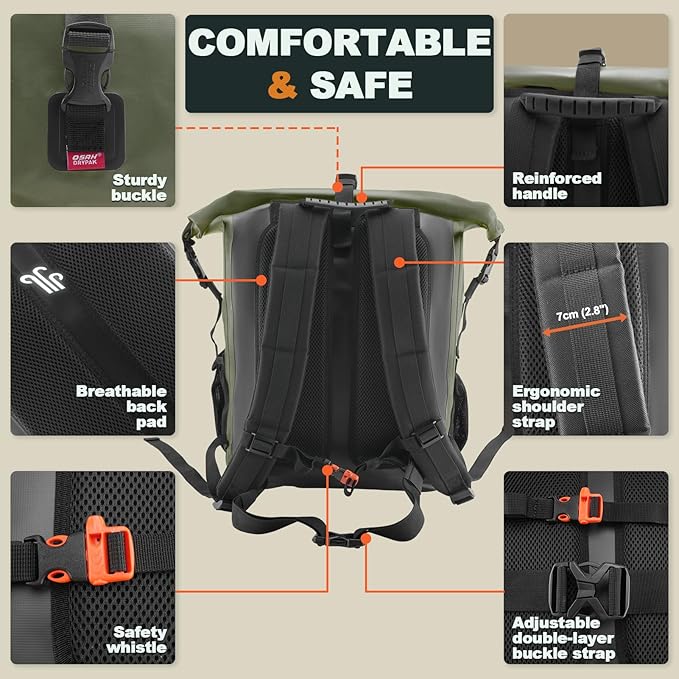 Waterproof Backpack Dry Bag 35L/55L β Heavy Duty Roll-Top Hiking Backpack for Travel, Kayaking, Boating, Camping, Rafting and Fishing