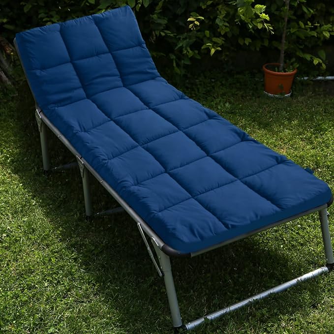 Cot Mattress Topper (Improved Thickness), Quilted Cot Pads for Camping, Soft Comfortable Sleeping Cot Mattress Pad Only, Camping Mattress Pad 75"x30" for Camp Cot/Rv Bunk/Narrow Twin Beds, Navy
