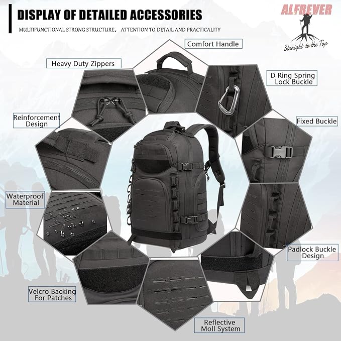 38L Military Tactical Backpack Men Assault Pack Bag|Army Backpacks|Large Camping Hiking Rucksack Daypack for Outdoor