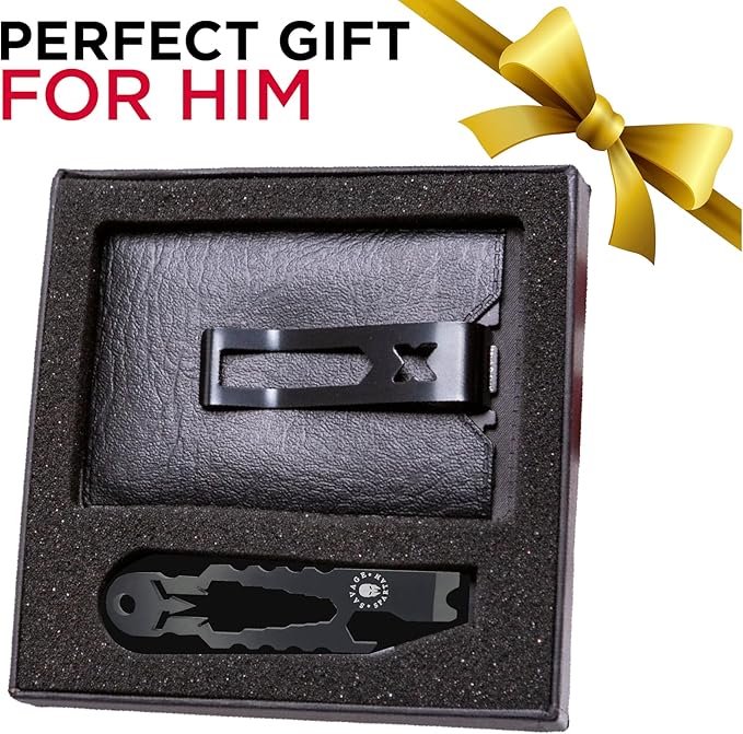 Multitool Wallet | 36 in 1 Multifunctional Toolcard Pro with Credit Card Holder Money Clip & Sleek Minimalist Stainless Steel Skull Keychain Pocket Survival Multi-Tool for Men