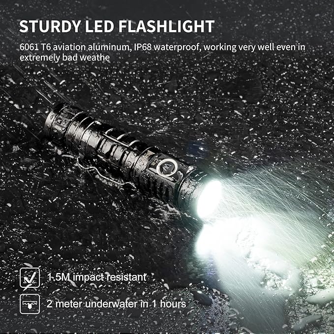 WUBEN C2 Flashlights High Lumens, 2000 Lumens Rechargeable Tactical Flashlights with 7 Modes Flash Light, Pocket LED Flashlight with IP68 Waterproof for Emergencies, Outdoor, Camping