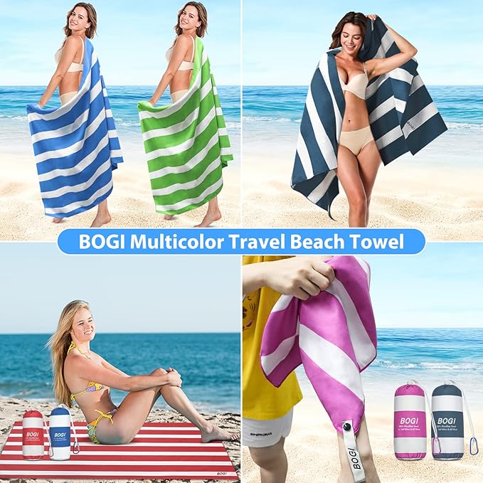 BOGI Microfiber Beach Towel Set,Quick Dry Beach Towel-(Size:L,XL)-Lightweight Absorbent Oversized Travel Towel,Sand Proof Compact Pool Towels for Travel Bath Beach Swim Gym Yoga