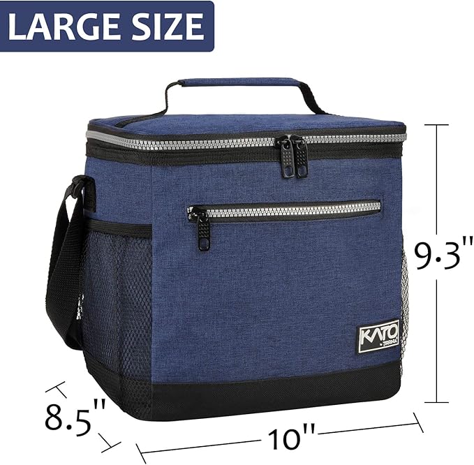 Tirrinia Large Insulated Lunch Box for Men/Women, Leakproof Thermal Lunch Bag for Office Picnic Work Beach Camping,Reusable Lunch Cooler Tote for Adult, Dark Blue