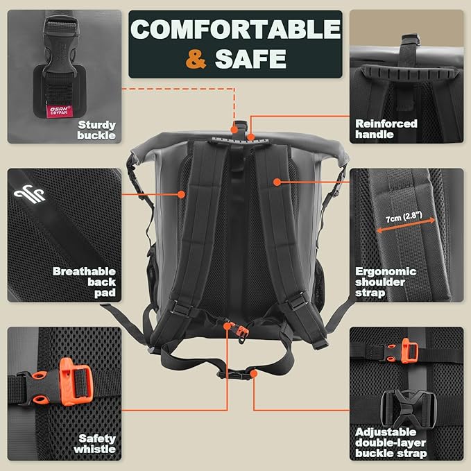 Waterproof Backpack Dry Bag 35L/55L β Heavy Duty Roll-Top Hiking Backpack for Travel, Kayaking, Boating, Camping, Rafting and Fishing