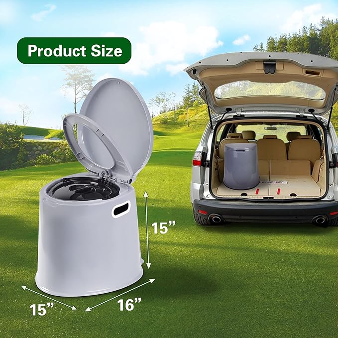 Portable Toilet, Adult and Child Toilet, 5.3 Gallon Mobile Toilet Bucket, Camping and Rv Toilet, Suitable for Camping, Hiking, Rv, Boat, Bedroom
