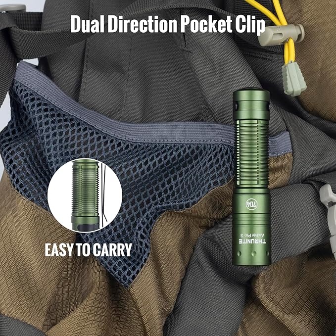 ThruNite Archer Pro S EDC Flashlight, Customized Edition with 704 TACTICAL, High 1459 Lumens Tail Switch LED Flashlight, USB C Rechargeable Pocket Penlight for Camping, Outdoor - Dark Green Cool White