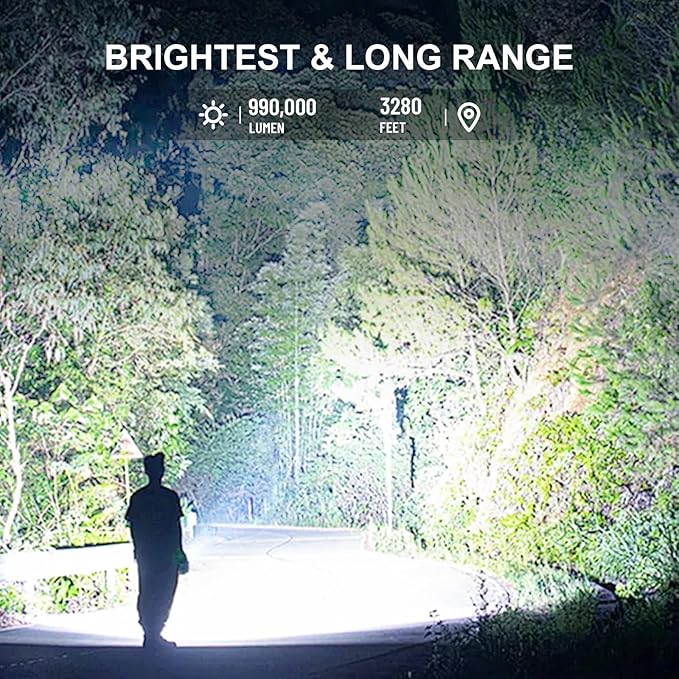 Rechargeable Flashlights 990, 000 High Lumens, Super Bright LED Flashlight Powerful Flash Lights with 5 Modes & Waterproof for Home Camping Emergencies