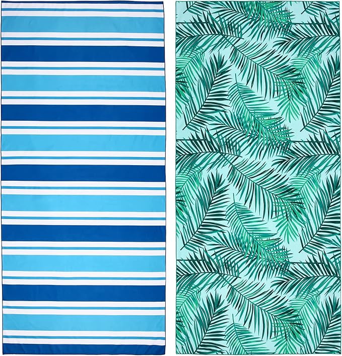 2 Pack Microfiber Beach Towel, Oversized Microfiber Pool Towel 75”x 35”, Sand-Free Beach Towel, Quick Drying Camping Towel, Super Absorbent Bath Towel Blanket, Soft Breathable and Lightweight